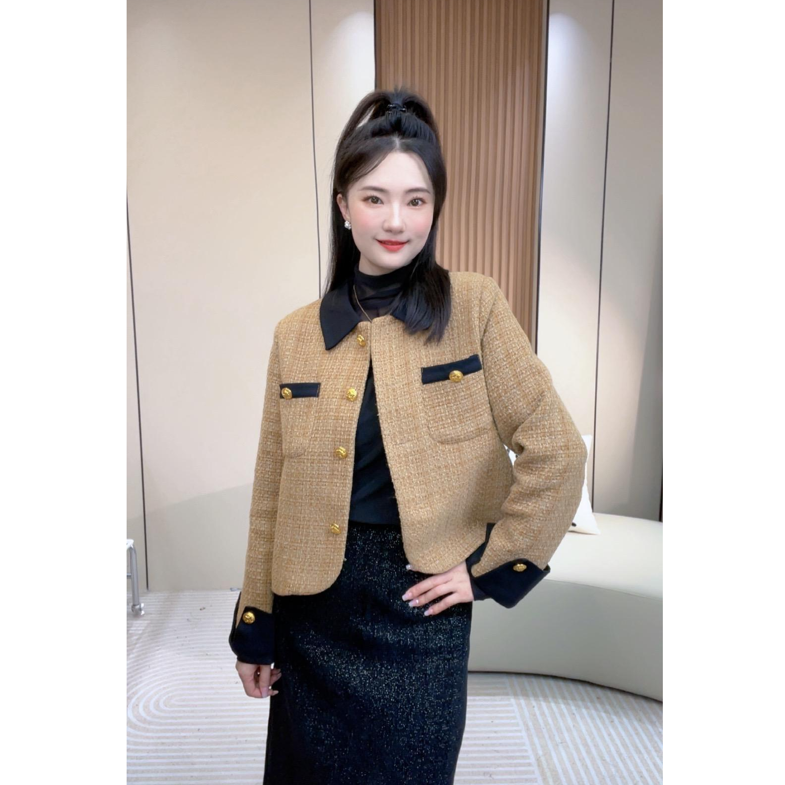 【现货＋运费险】法式加厚高级气质小个子绵羊毛上衣小香风显瘦外套