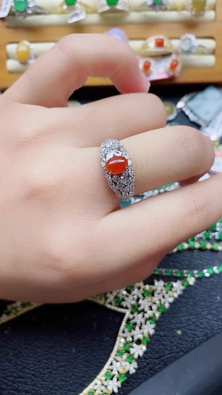 银S925镶嵌戒指翡翠1