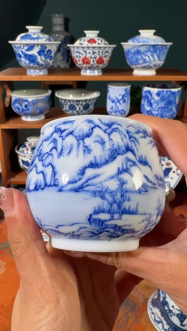 【闪购商品】杯画堂春雪景灞桥风雪图鼓杯