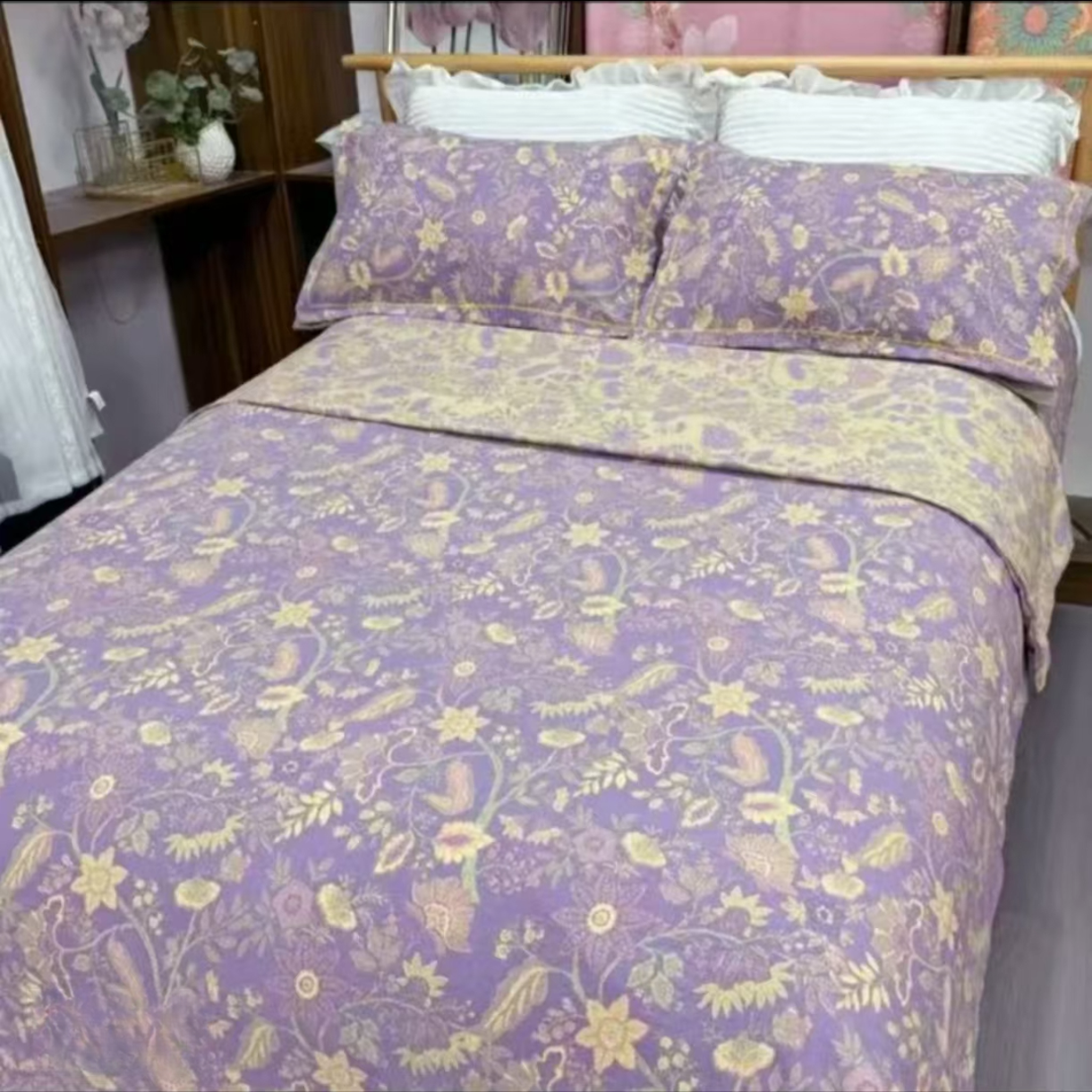 【紫气东来】轻奢简约加厚多功能双层夹棉优肤棉纱印花床单2.2*2.4