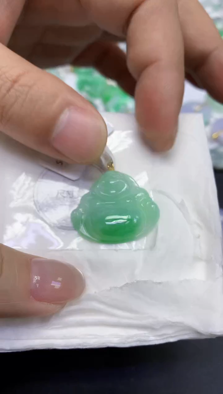 颈饰18K金镶嵌翡翠天然缅甸翡翠A货百元以上9元证书费自理