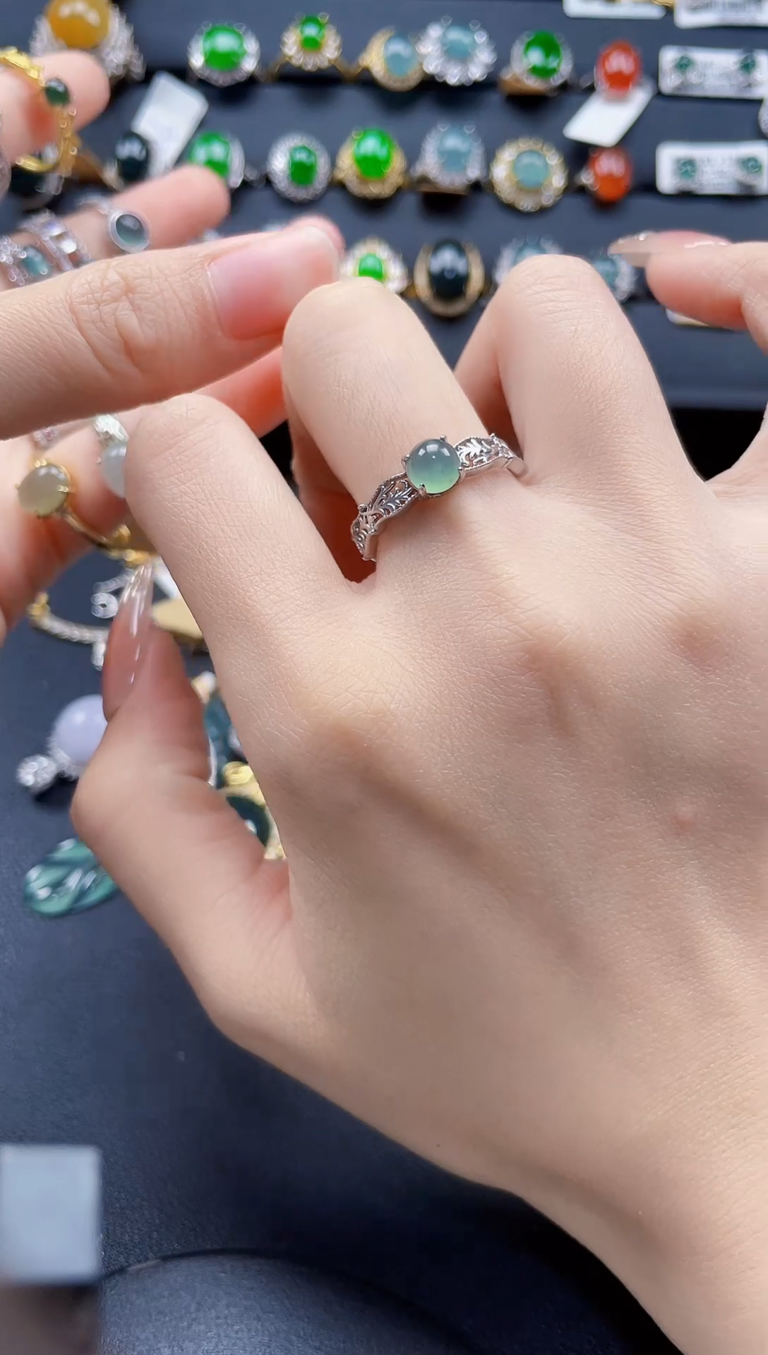 【闪购商品】翡翠戒指银S925镶嵌47654