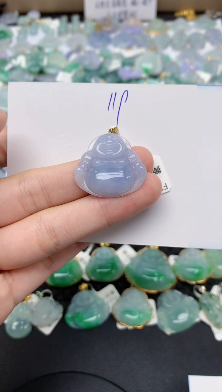 翡翠18K金镶嵌颈饰天然缅甸A货翡翠