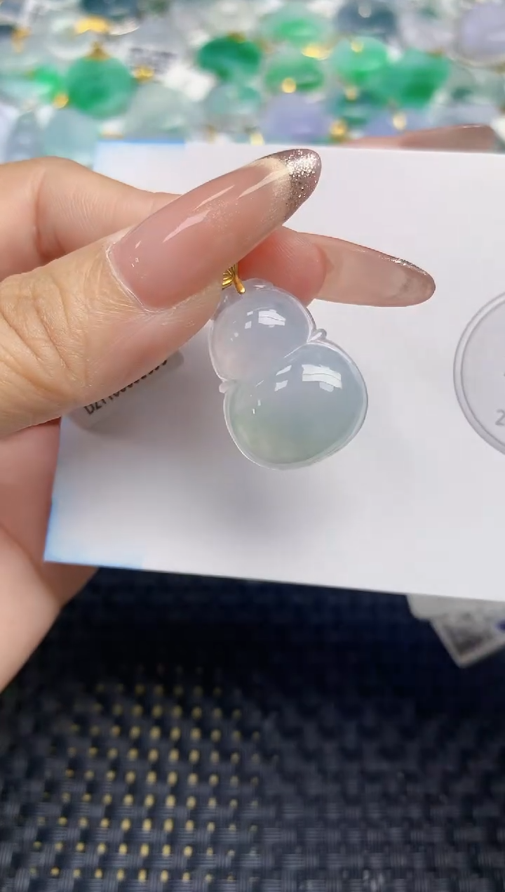 颈饰18K金镶嵌翡翠天然缅甸A货翡翠百元以上9元证书费自理