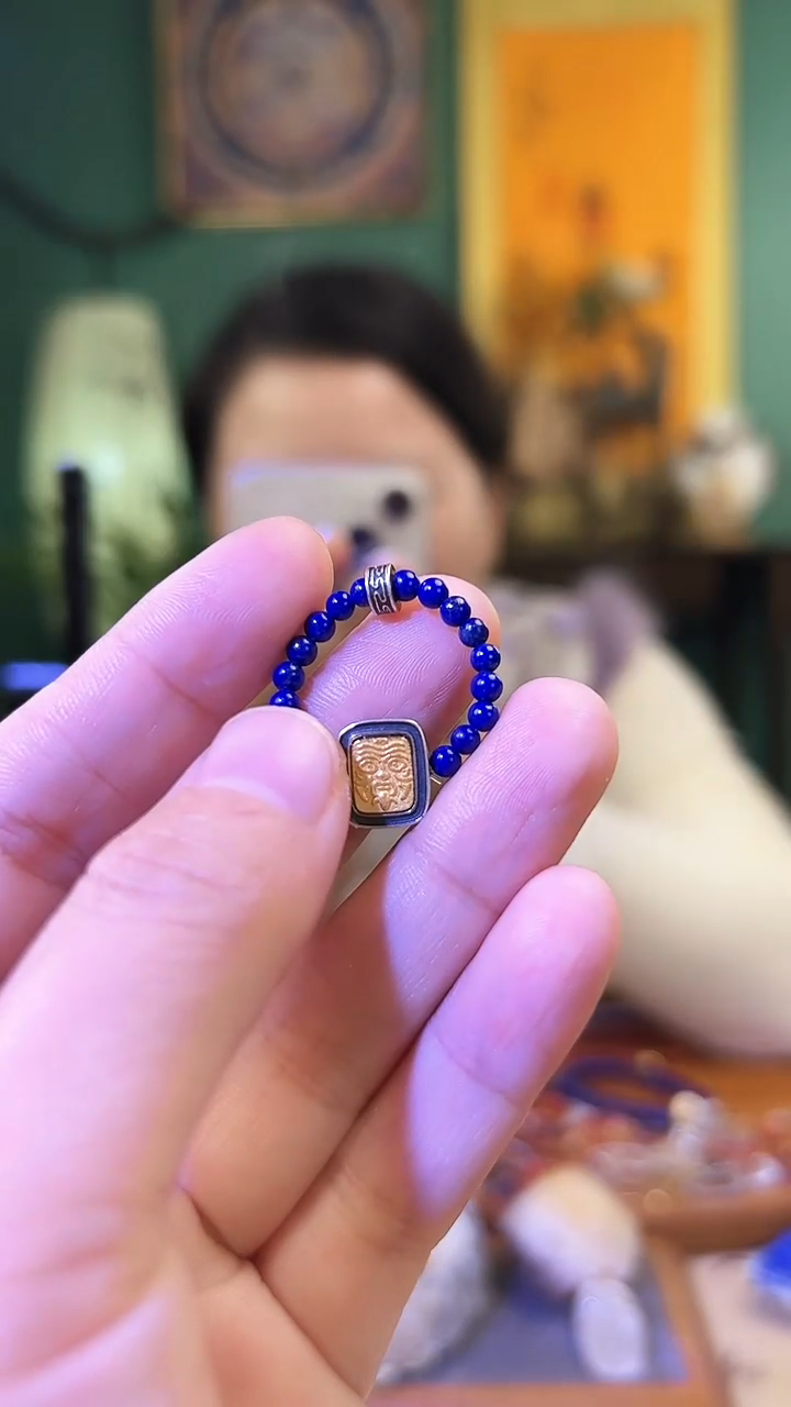 【闪购商品】青金石戒指银S925镶嵌青金石扎基拉姆戒指