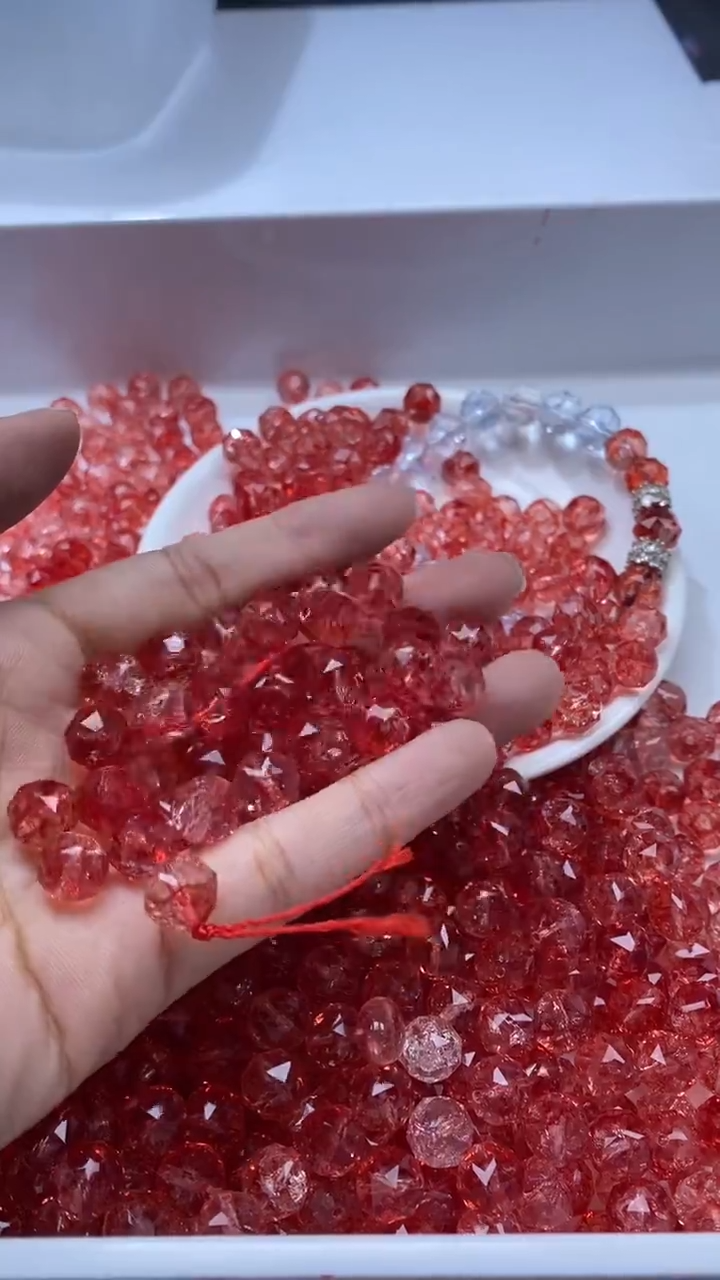 颈饰未镶嵌水晶W3220红色碧玺切面10mm*10颗