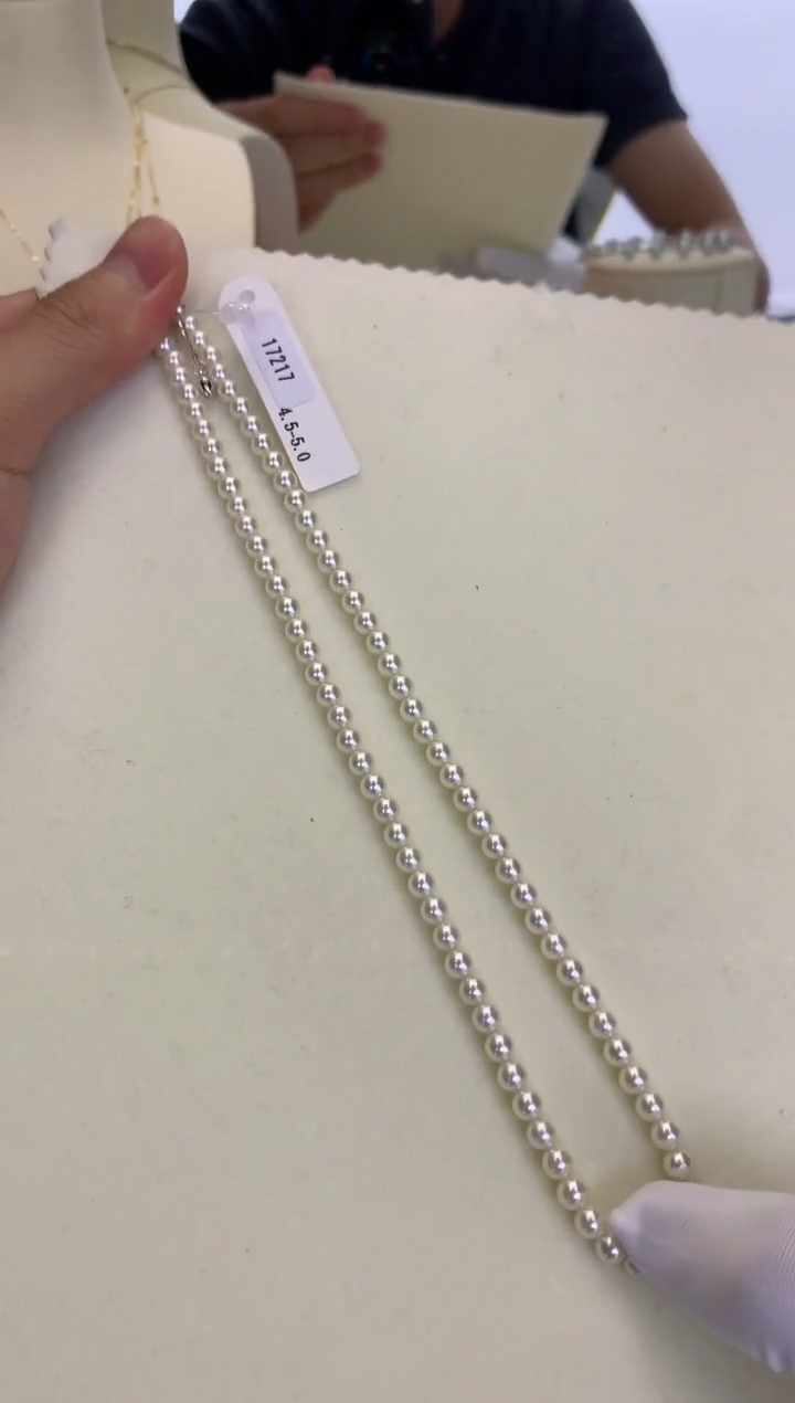 银S925镶嵌DA海水珍珠 GD039 4.5-5 昭和akoya串链带大证