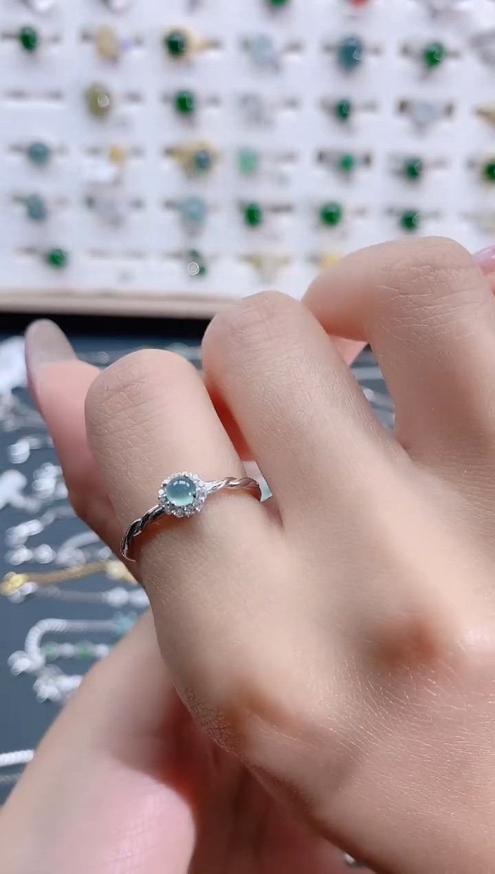 【闪购商品】翡翠银S925镶嵌戒指天然翡翠