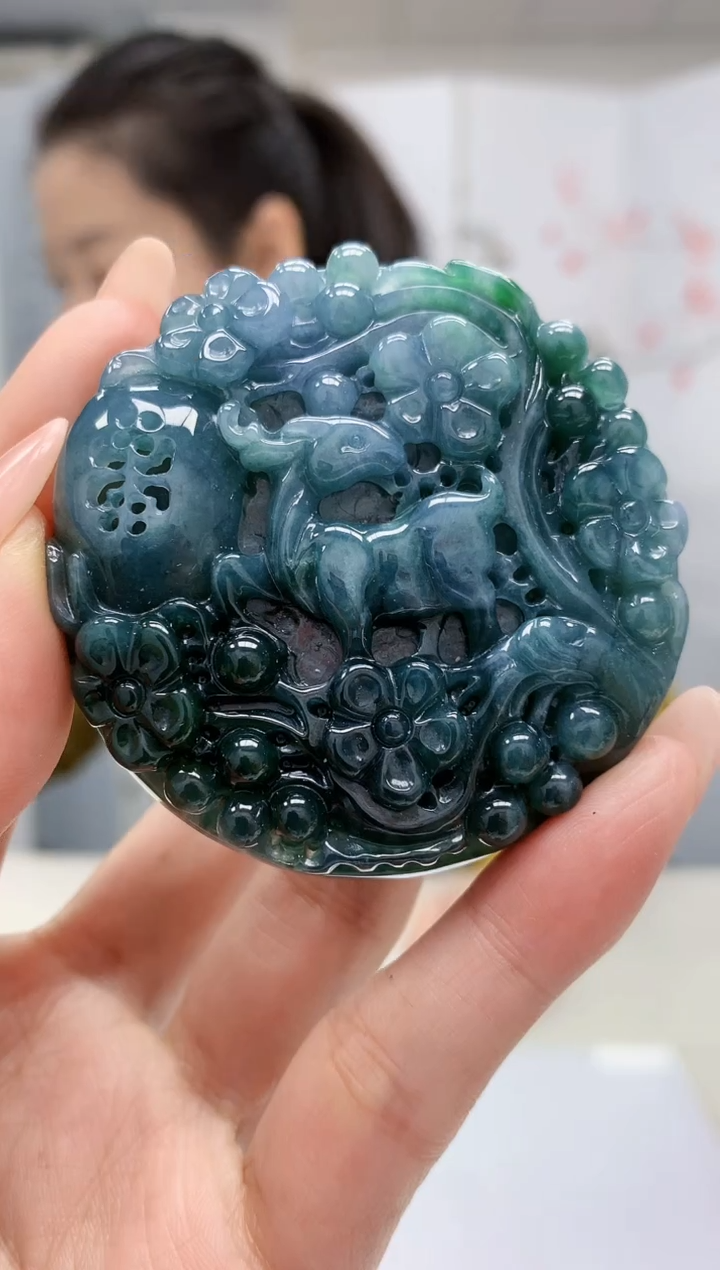 【闪购商品】定制翡翠未镶嵌4902MM-毛货挂件35