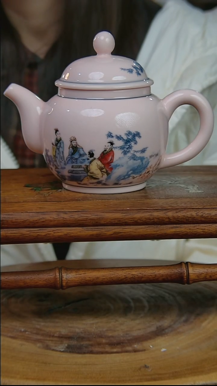 摆件陶稀土竹林七贤将军壶