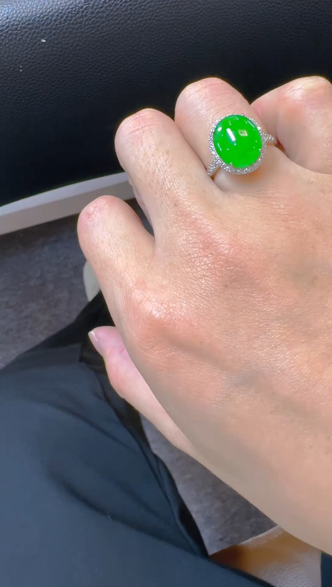 【闪购商品】翡翠戒指银S925镶嵌天然A货翡翠