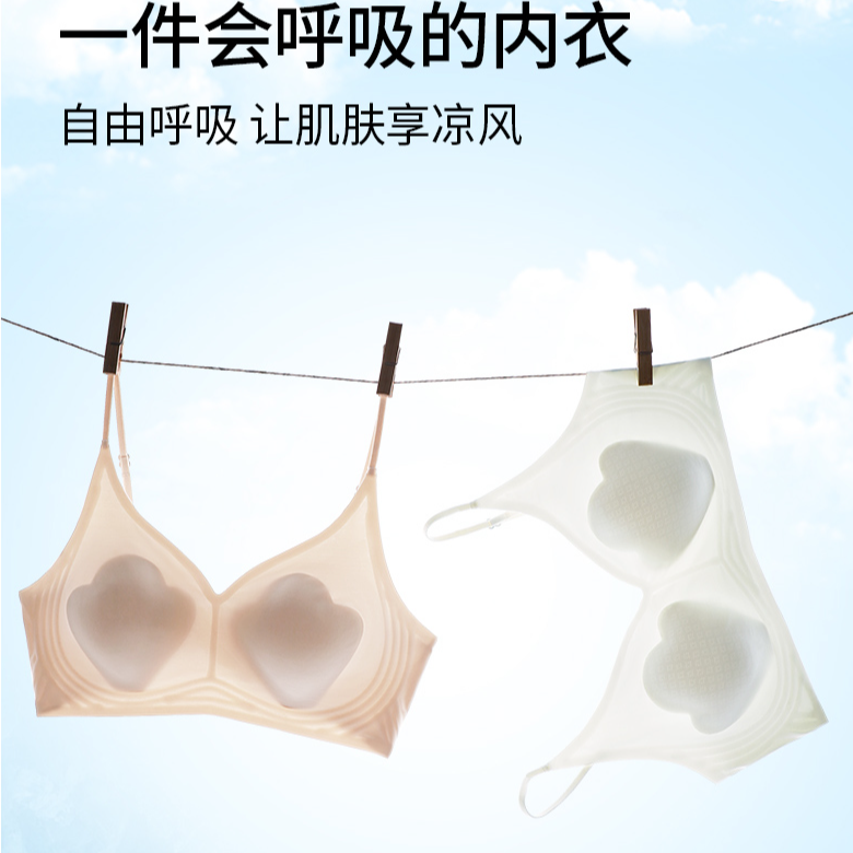 【超薄果冻条蕾丝美背】珠光大U露背舒适透气聚拢无痕文胸内衣-B39