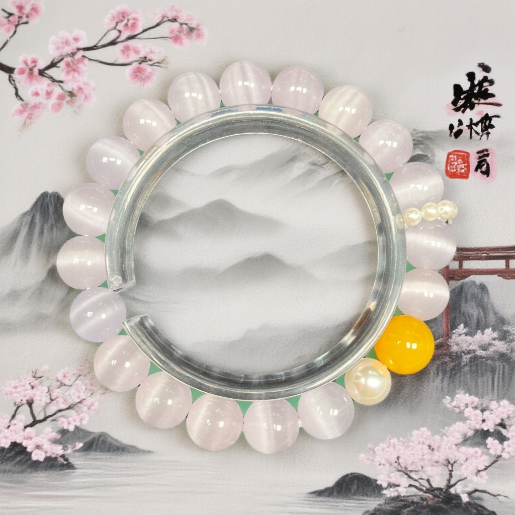 手链 浅紫猫眼设计款手串--无盒--241