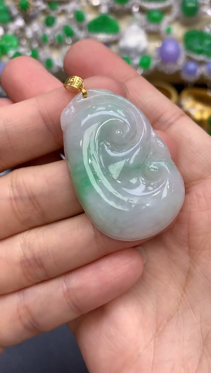 颈饰18K金镶嵌翡翠160-中国好珍宝