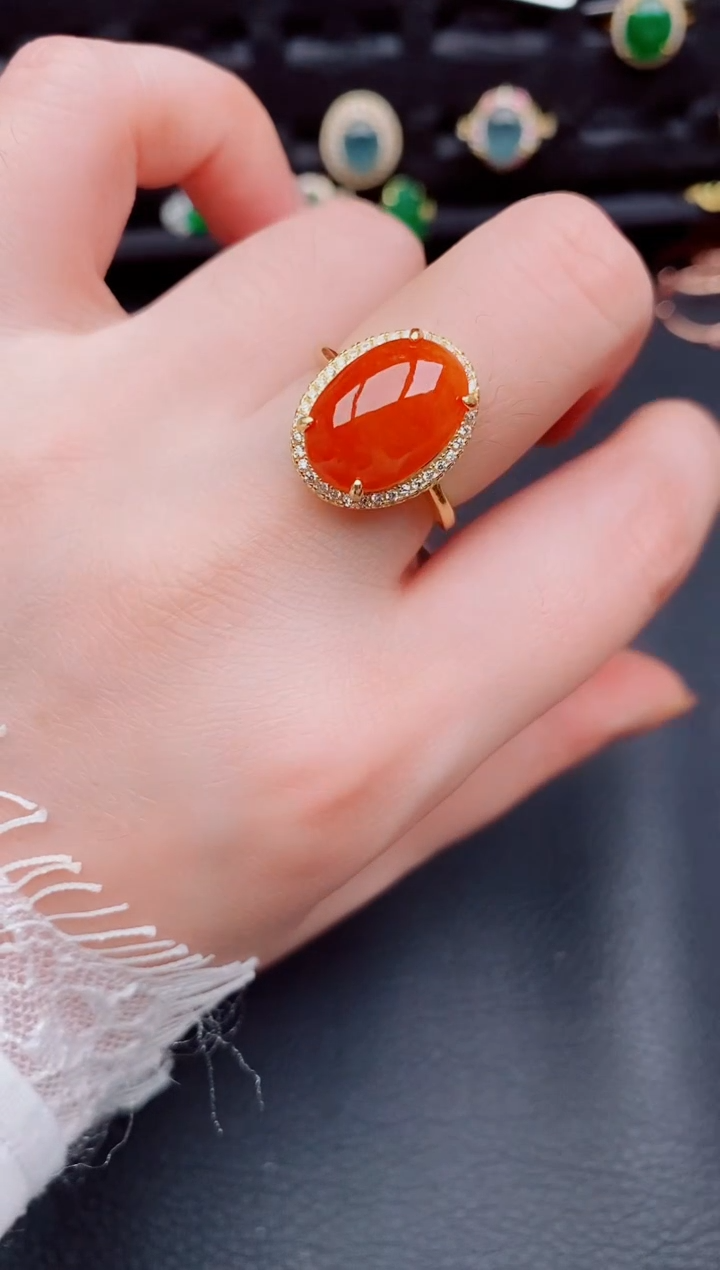 【闪购商品】翡翠戒指银S925镶嵌天然a货翡翠421