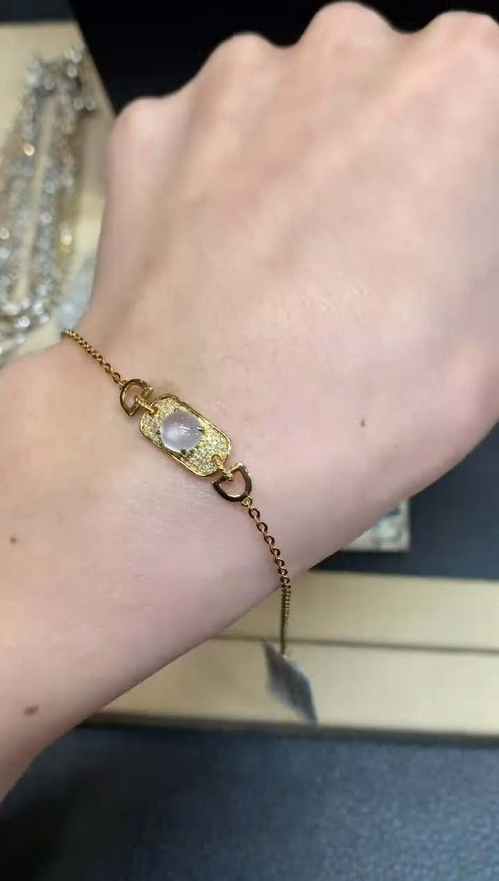 【闪购商品】翡翠手链18K金镶嵌蛋面【无服务费】