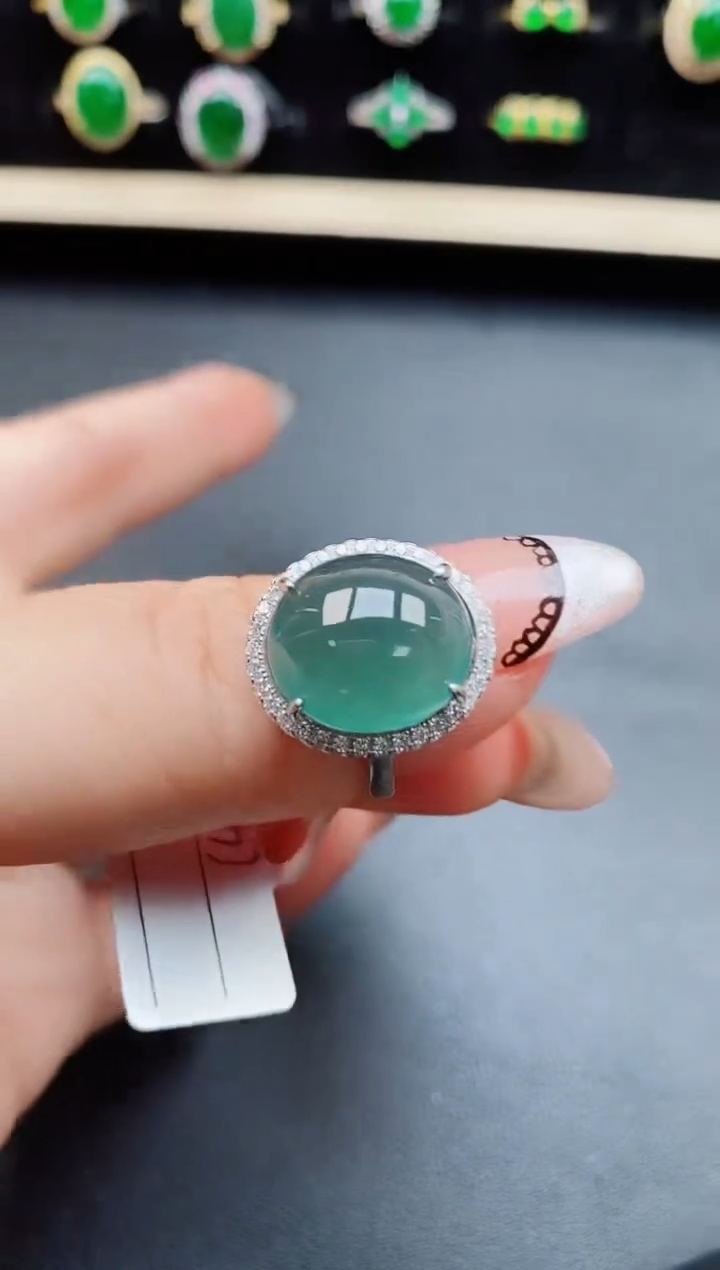 翡翠戒指银S925镶嵌50800