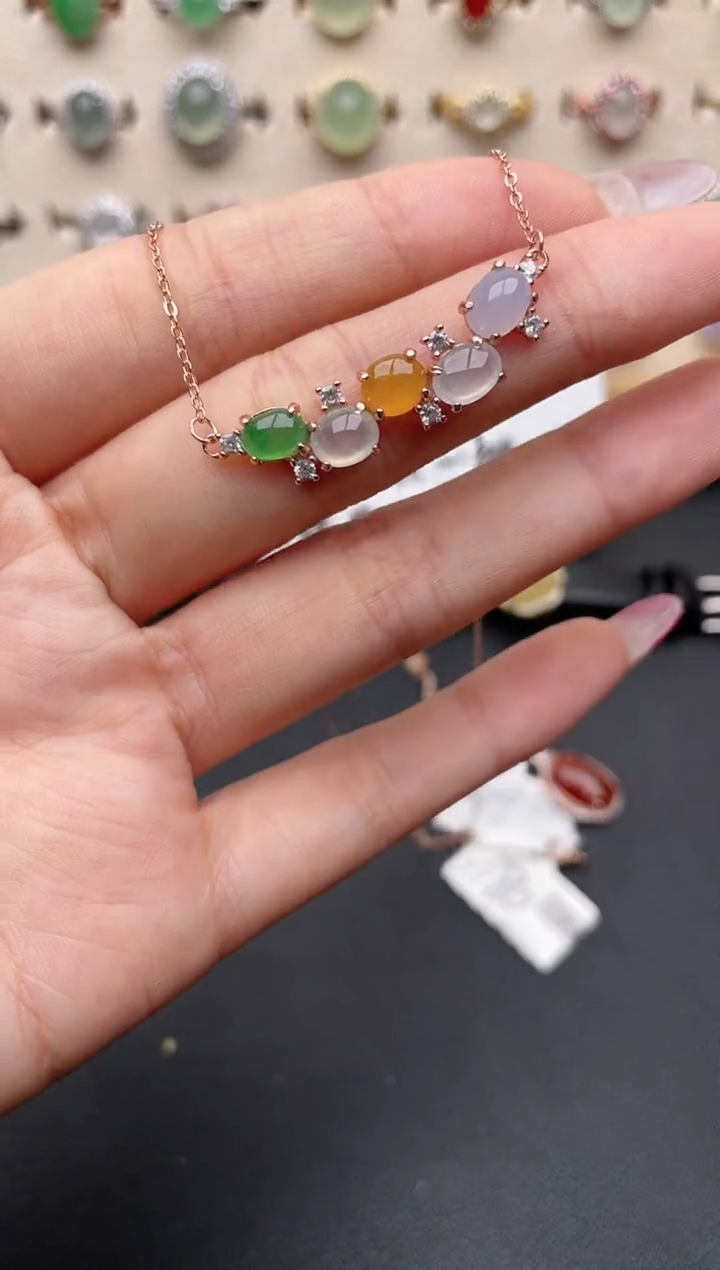 【闪购商品】翡翠颈饰银S925镶嵌一物一证一礼盒