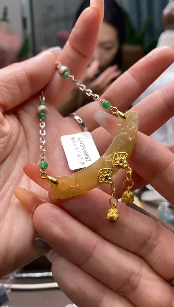 翡翠银S925镶嵌颈饰净货12923