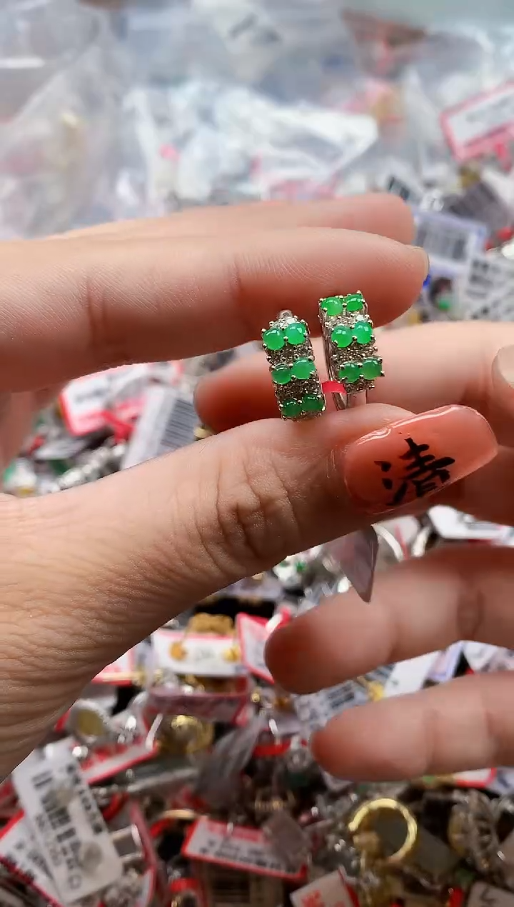 银S925镶嵌戒指翡翠天然A货缅甸翡翠