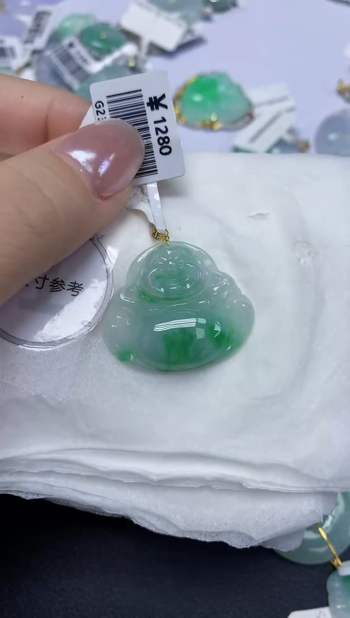 翡翠18K金镶嵌颈饰天然缅甸翡翠A货百元以上9元证书费自理