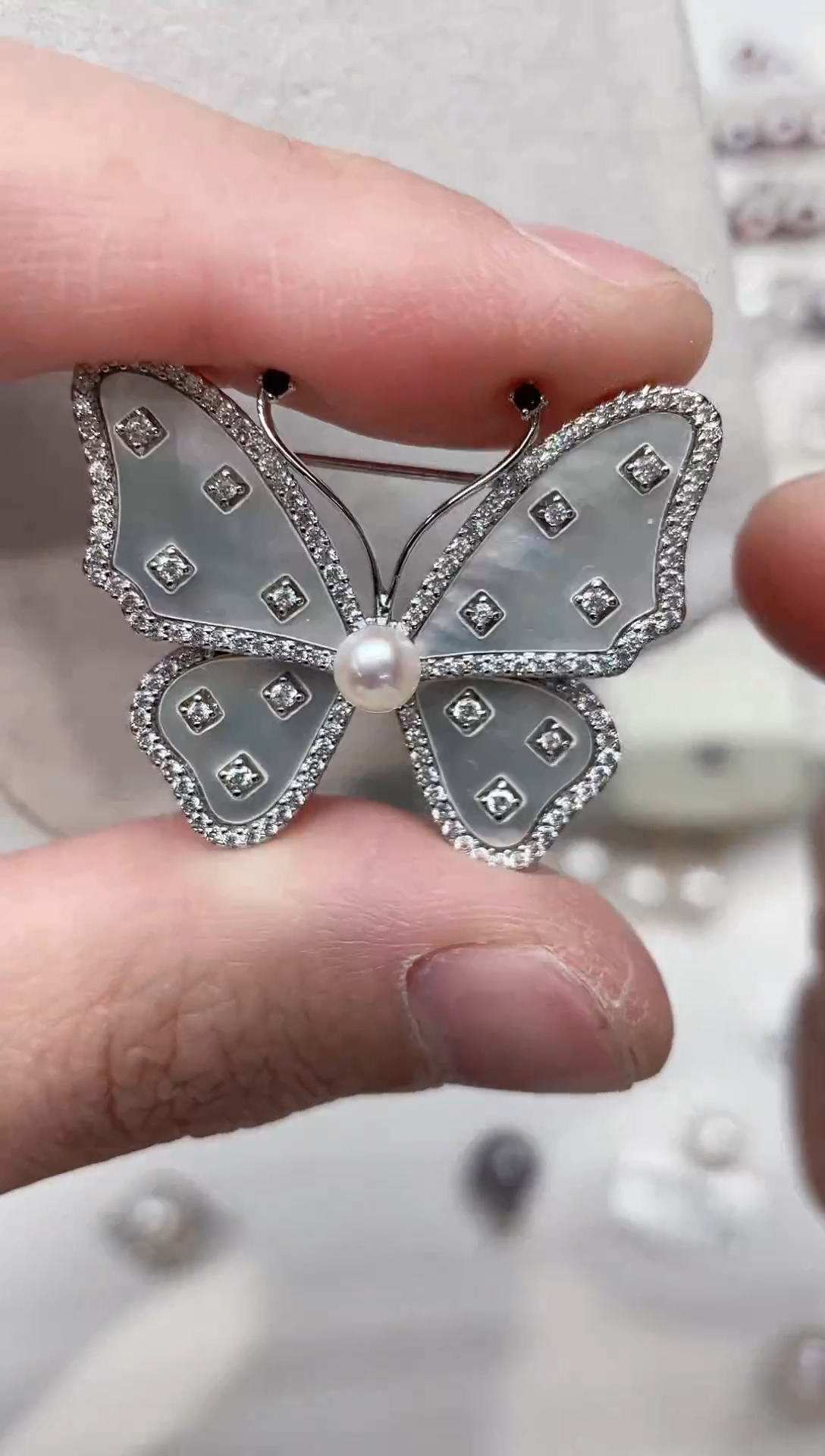 【闪购商品】海水珍珠胸饰银S925镶嵌胸针