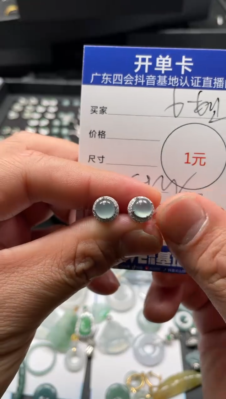 【闪购商品】翡翠颈饰银S925镶嵌耳钉