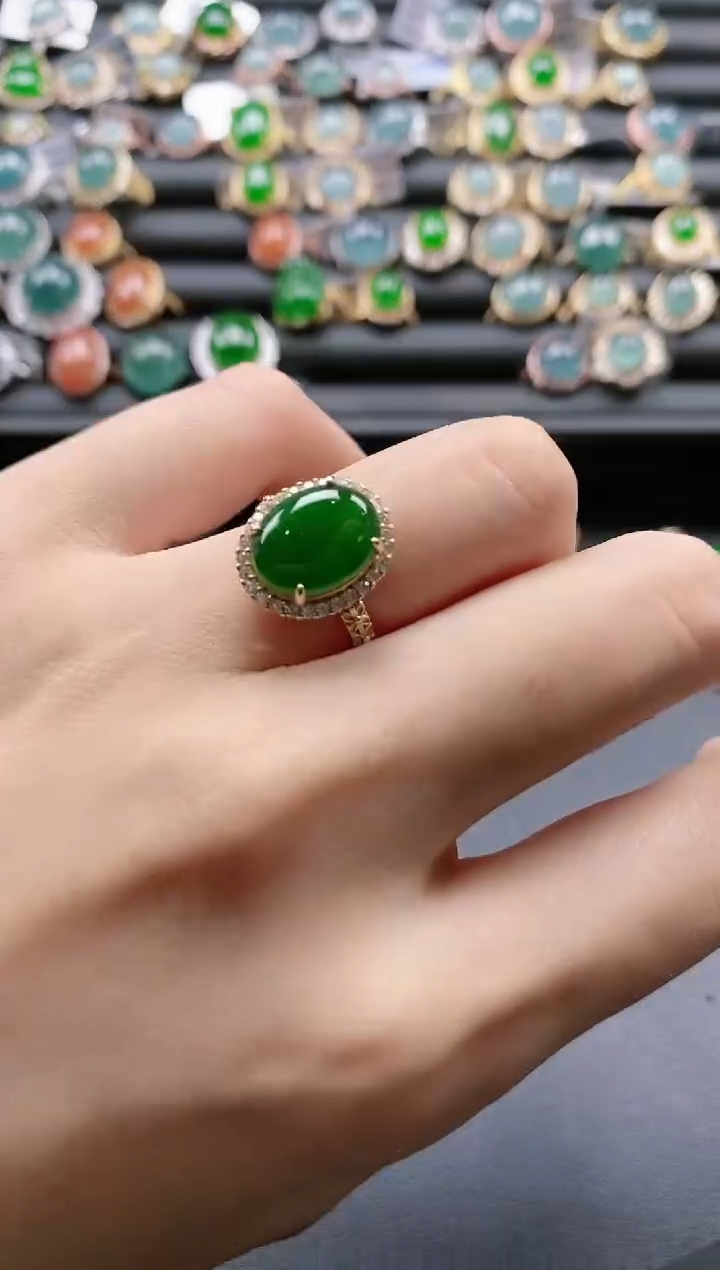 【闪购商品】翡翠戒指银S925镶嵌-600