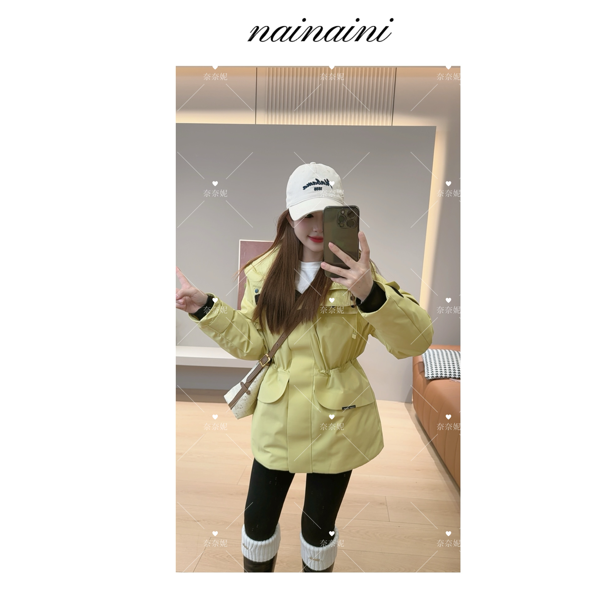 奈奈妮【羽绒冲锋衣】90白鸭绒羽绒服收腰冲锋衣2025秋冬保暖2519