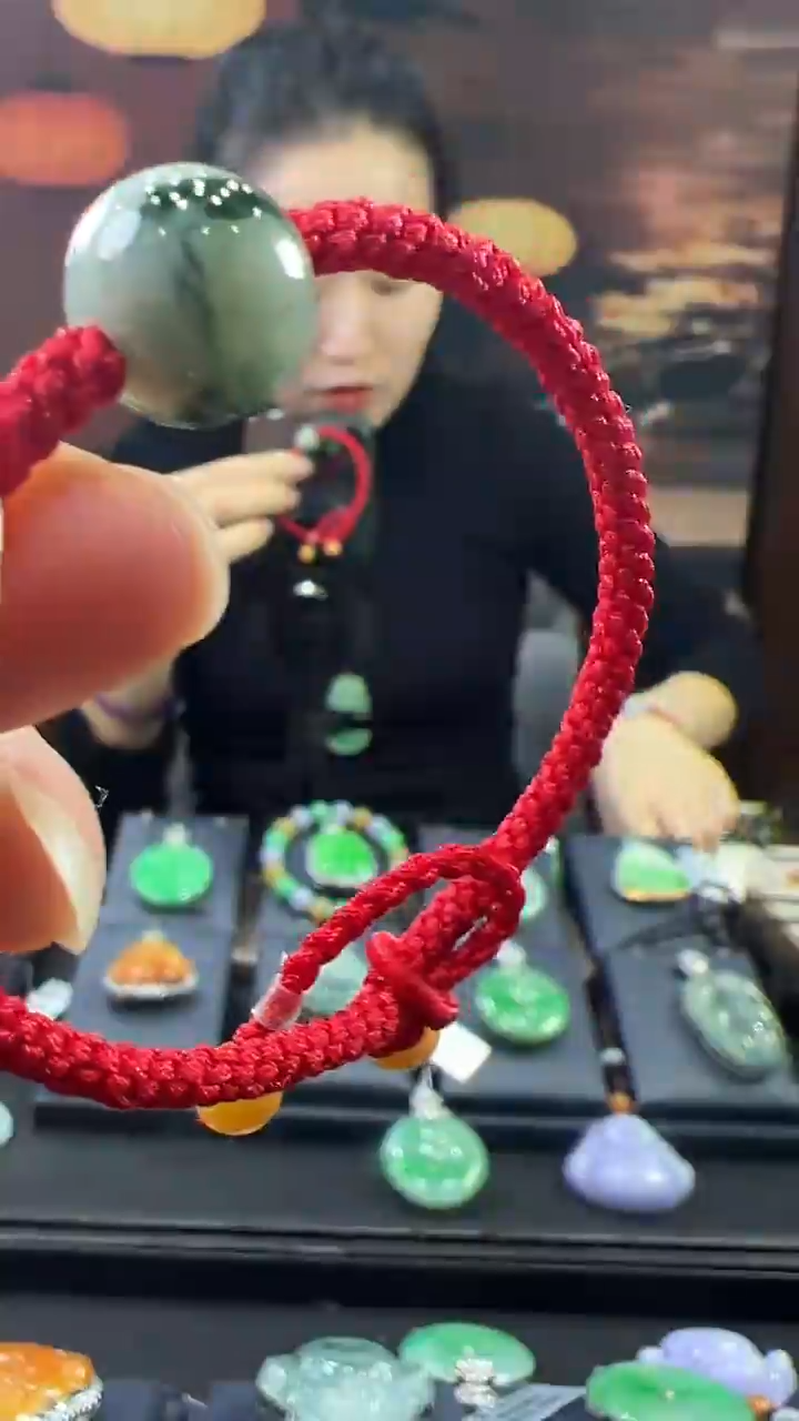 未镶嵌挂件翡翠圆珠手绳