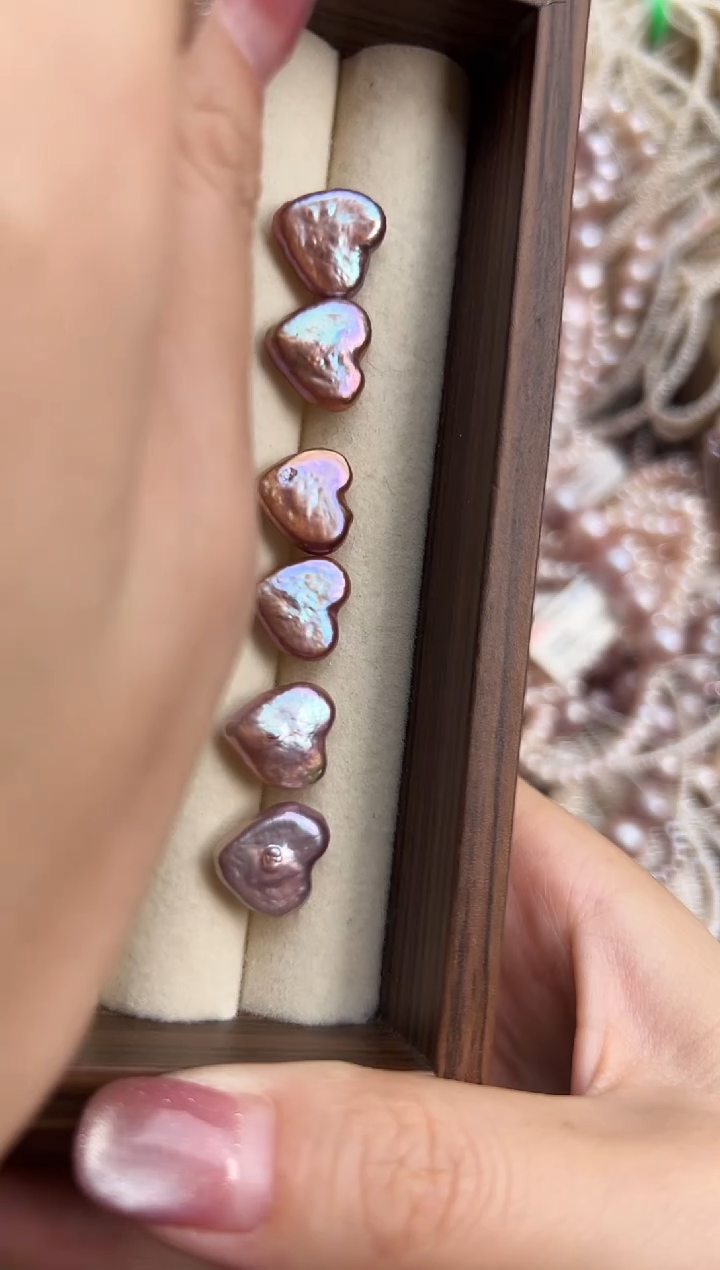 银S925镶嵌福利淡水珍珠爱心*强光珍珠耳钉（多样性发一）