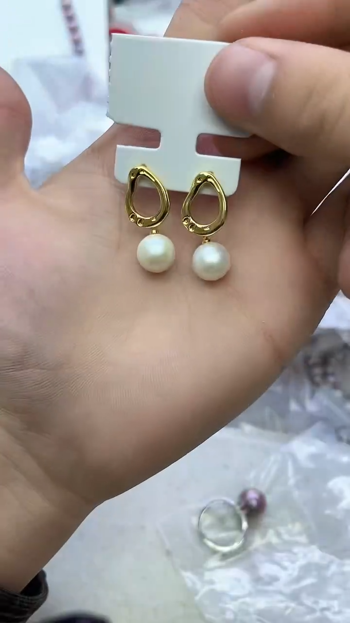 未镶嵌耳饰淡水珍珠白色系耳饰