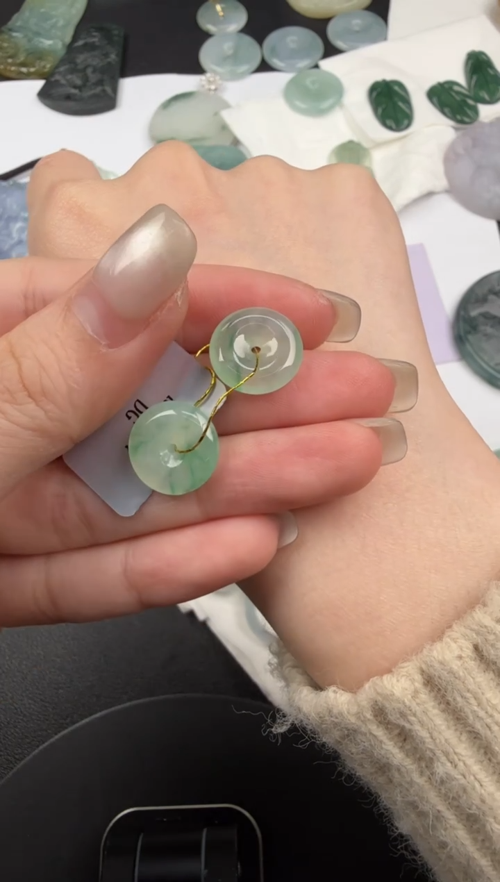 吊坠(不含链)未镶嵌翡翠翡翠饰品-193 一对