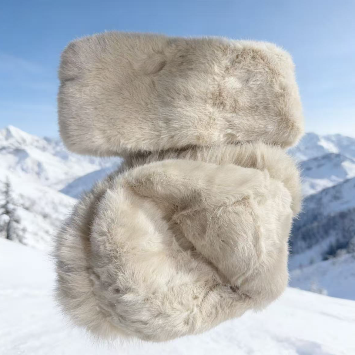 新款毛绒蒙古帽子围巾一套时尚保暖百搭防寒护耳毛绒绒冬季帽子女