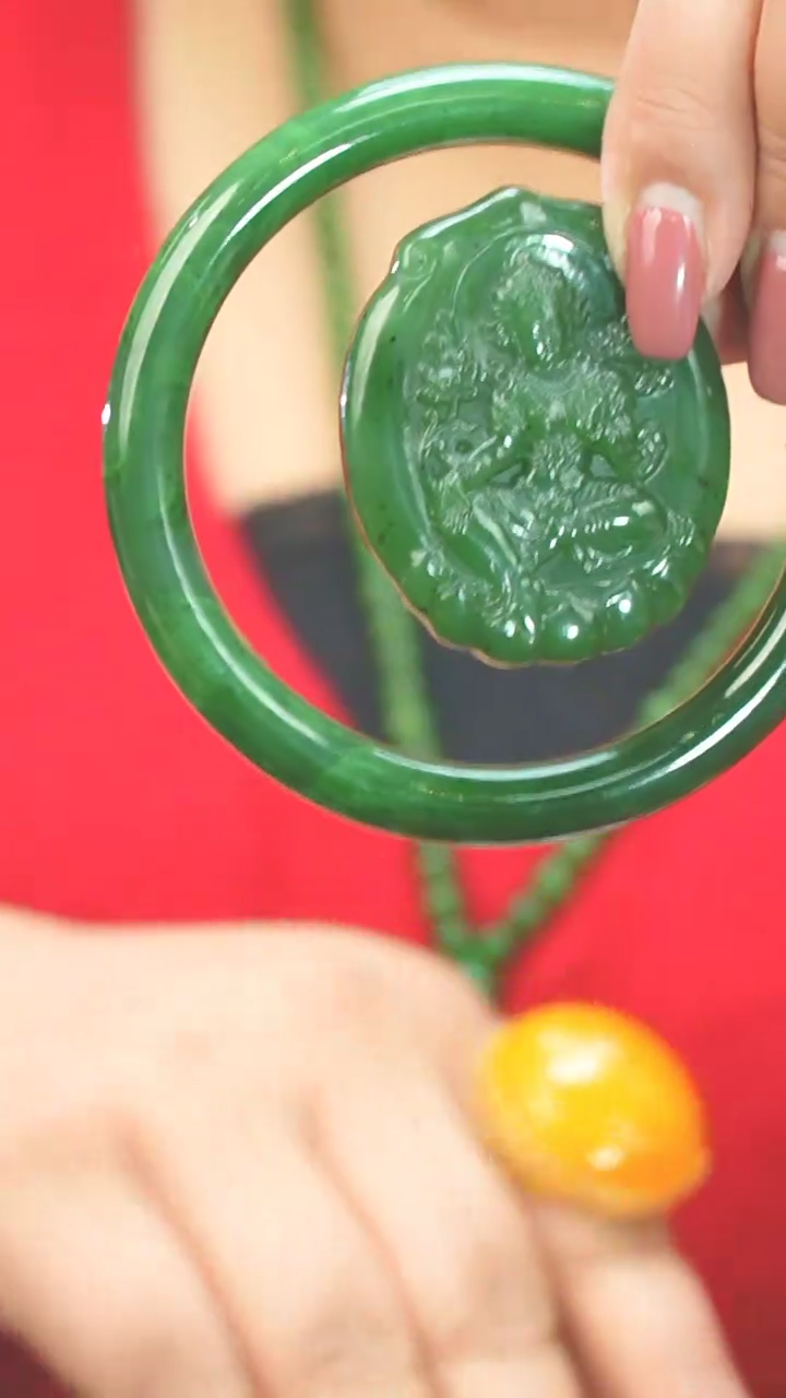 【闪购商品】和田玉64未镶嵌手镯+度母3