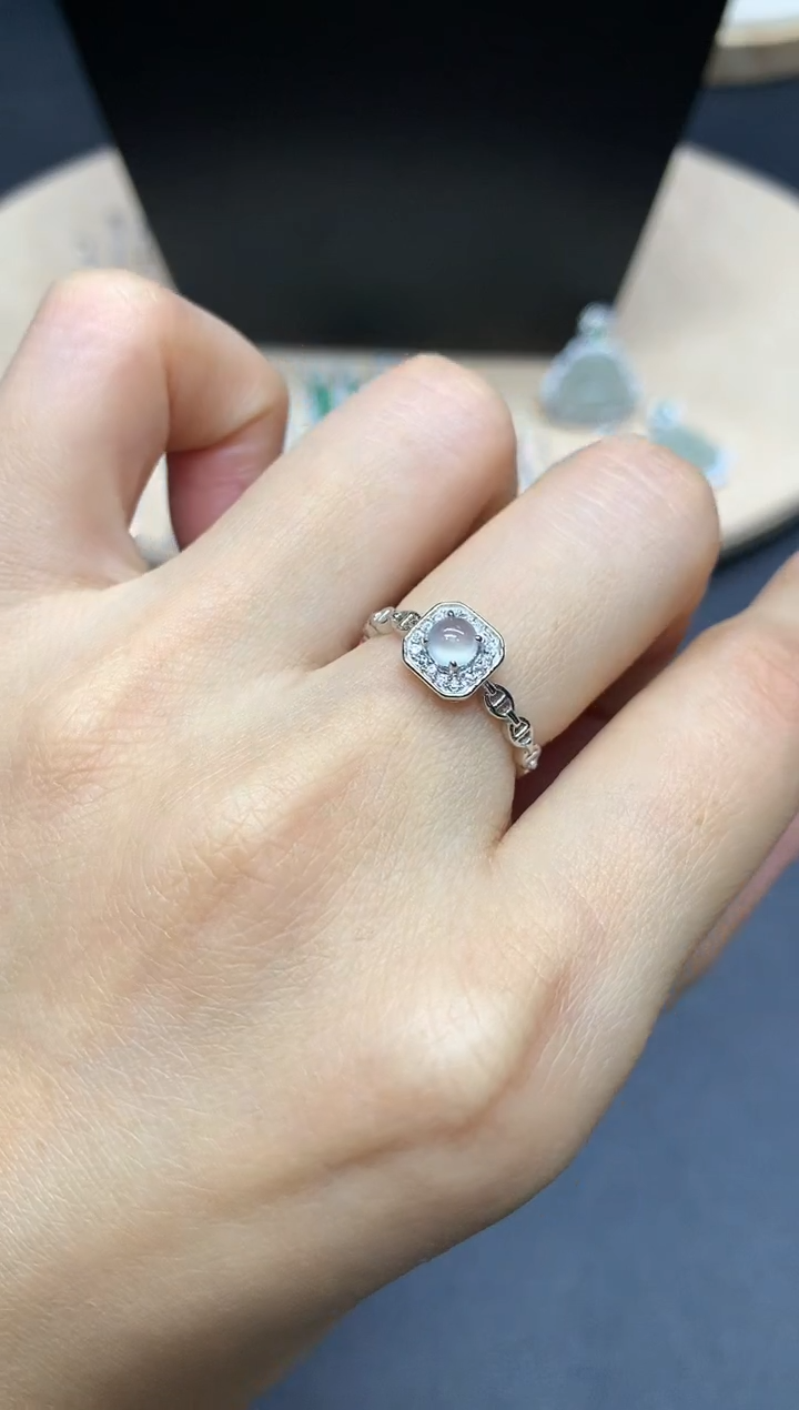 【闪购商品】翡翠戒指银S925镶嵌蛋面【多样性发其一】