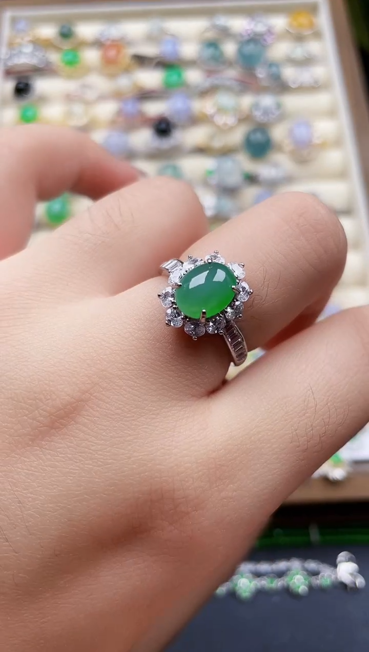 银S925镶嵌戒指翡翠161