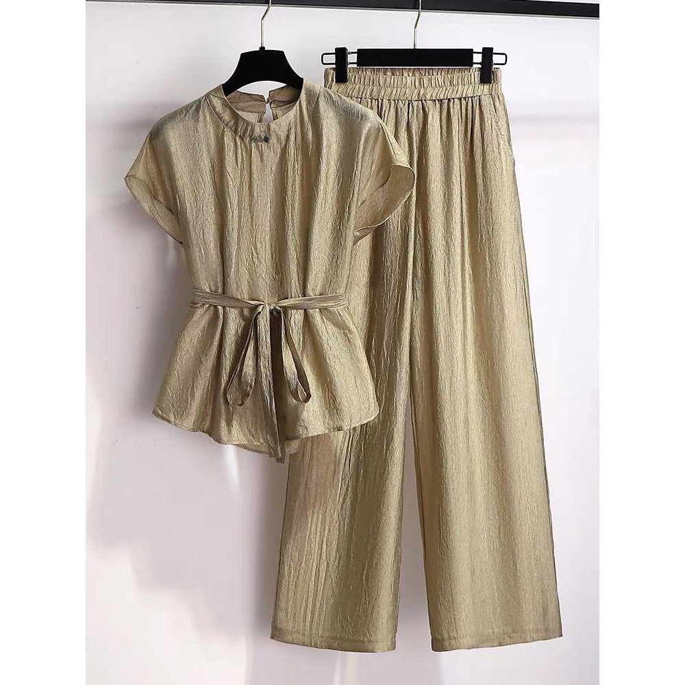 休闲风上衣时尚套装气质风显瘦薄款短袖时尚夏季夏装1354