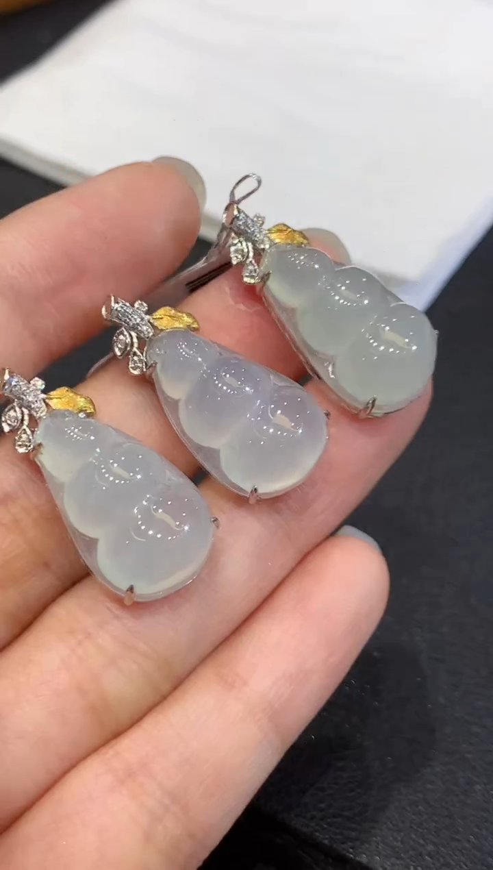 翡翠18K金镶嵌吊坠(不含链)L多样性发其一