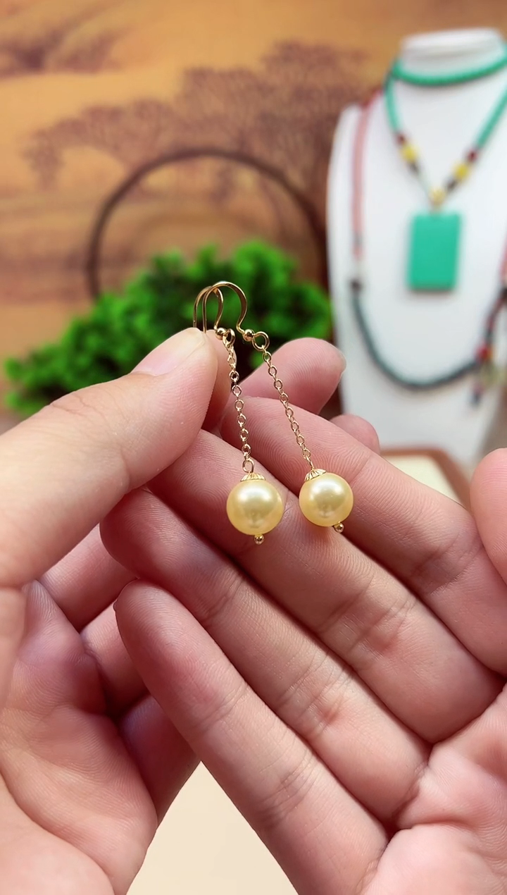14K金镶嵌淡水珍珠耳饰E324