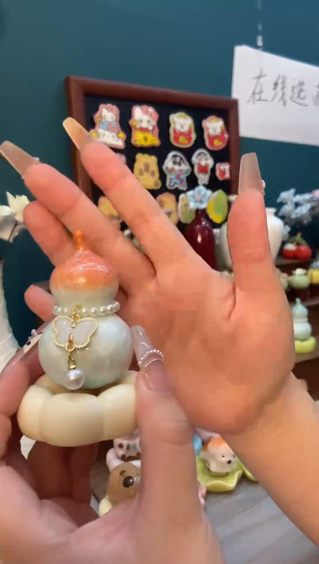 摆件陶橘色葫芦景德镇陶瓷1个装