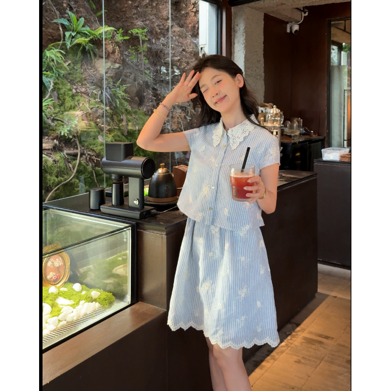 【闵笑一】水铃兰薄款春夏季刺绣拼接连衣裙显瘦法式新中式潮牌女装