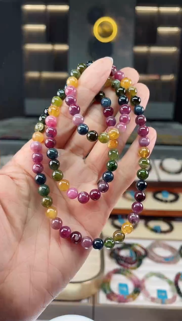 【闪购商品】碧玺三圈手串未镶嵌（多样性发一条）Q