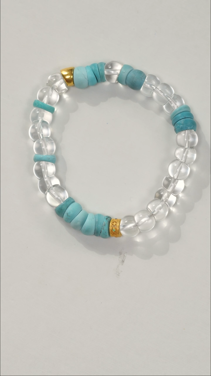 【闪购商品】绿松石手链18K金镶嵌1