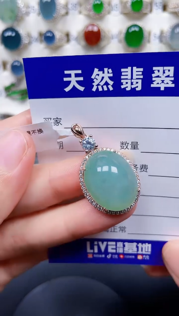颈饰银S925镶嵌翡翠170