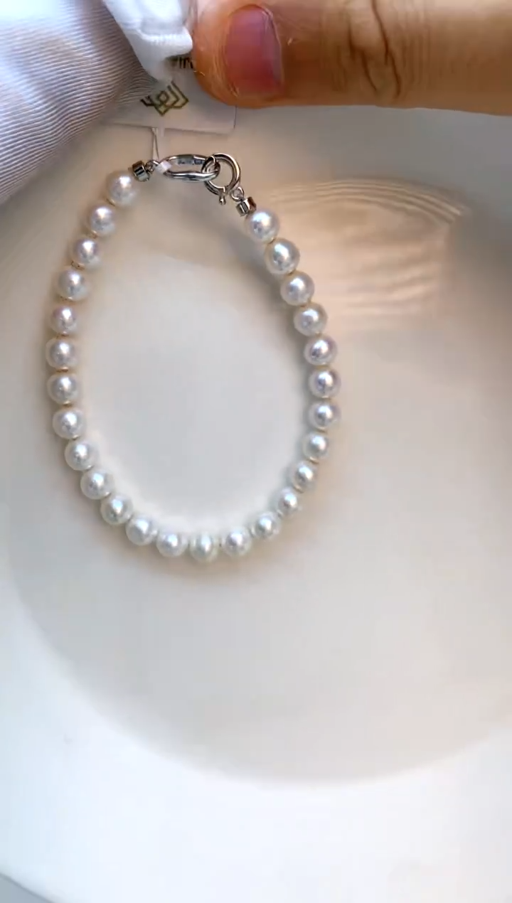 【闪购商品】淡水珍珠手链银S925镶嵌6
