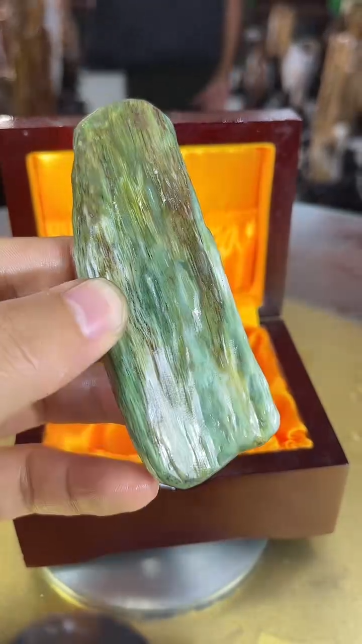 缅甸天然树化玉手把件