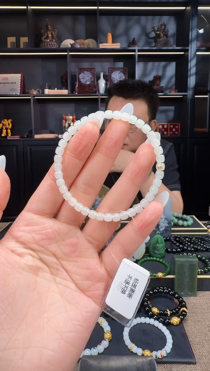 和田玉未镶嵌颈饰5mm米达极致手串