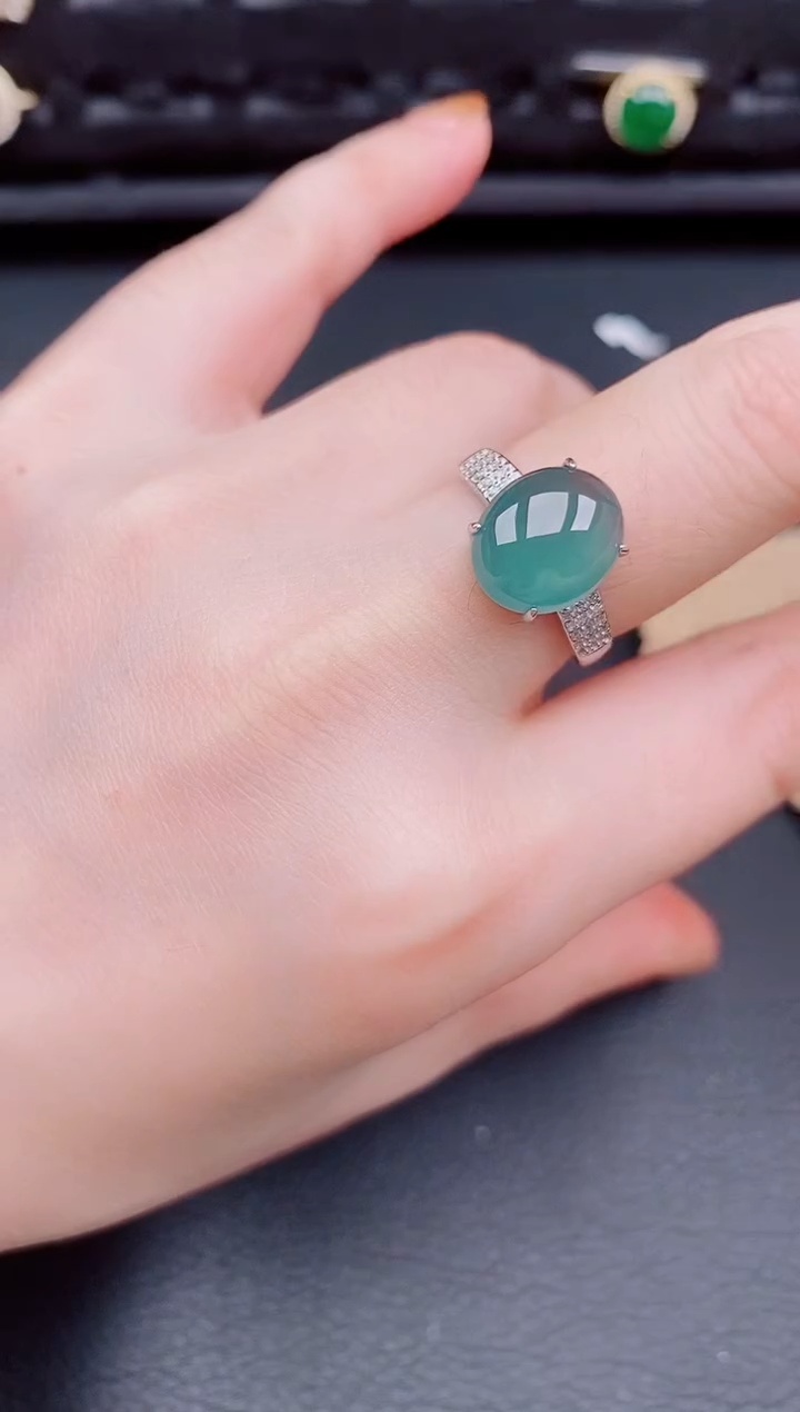 【闪购商品】翡翠戒指银S925镶嵌天然a货翡翠306