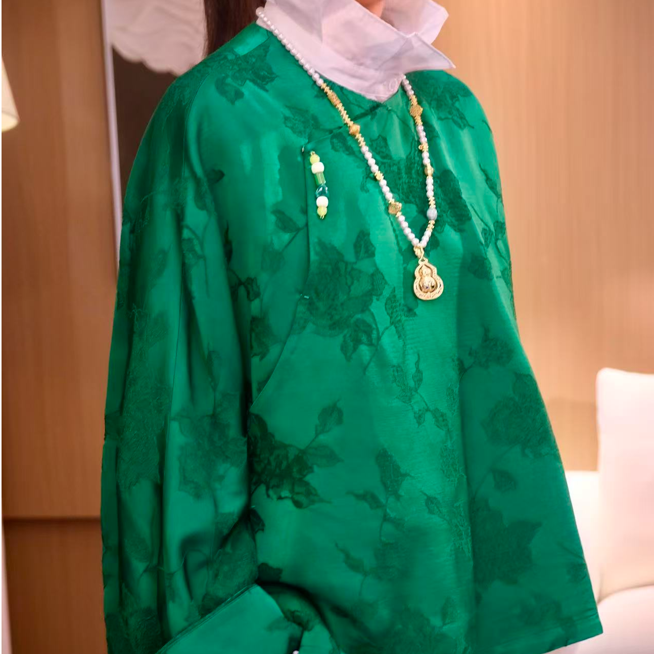 大魏制品「绿绮罗」外套国风高级早春气质长袖上衣老钱风